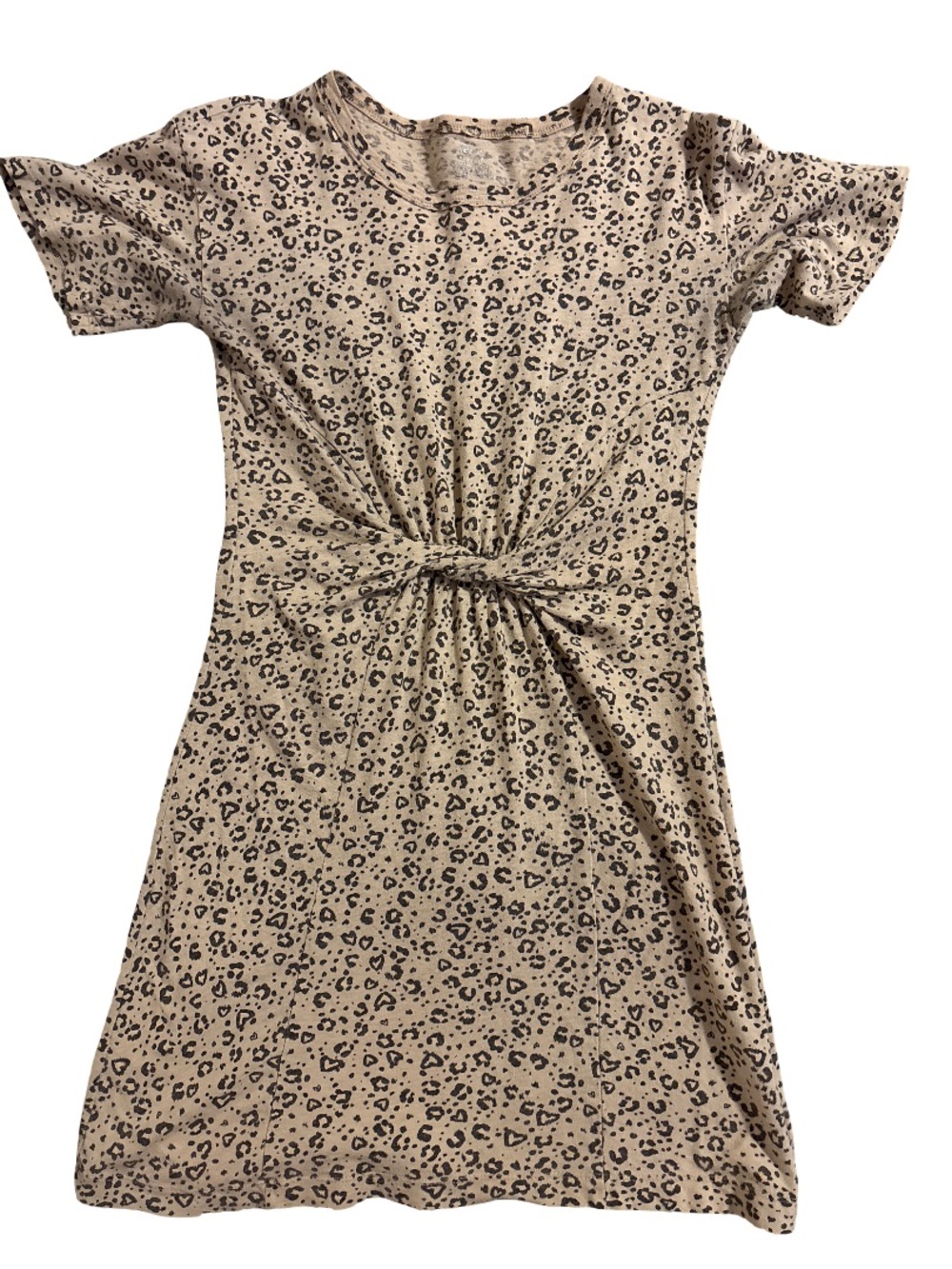 Aerie Beige Leopard Knot-Front Tee Dress